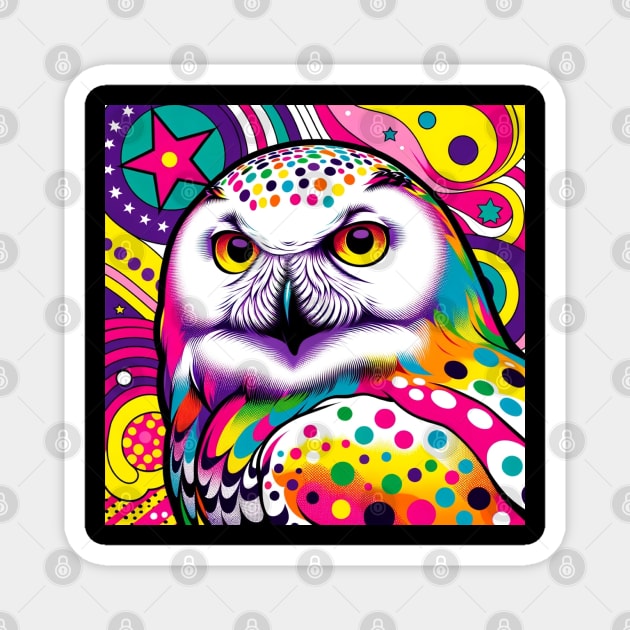 Snowy Owl Pop Art - Mystical Avian Fashion Statement Magnet by PawPopArt