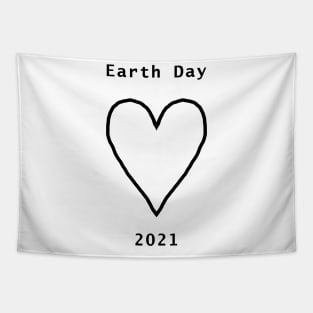 Black Line Heart for Earth Day 2021 Tapestry