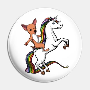 Chihuahua Dog Riding Unicorn Pin