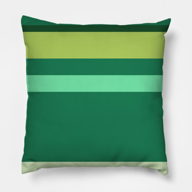 A mild combination of Salem, Seafoam Blue, Very Light Green, Pine and June Bud stripes. Pillow by Sociable Stripes