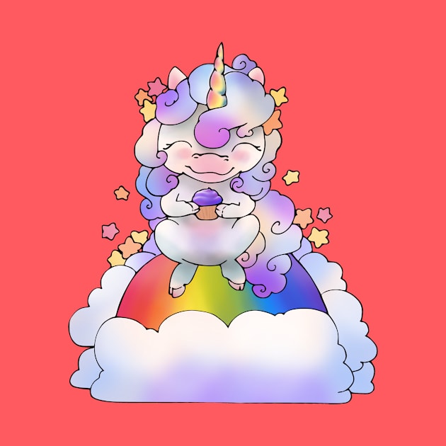 Kawaii Unicorn Cupcake Cloud (and Rainbow!) by LyddieDoodles