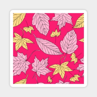 Leaves Pattern with Pink Background Magnet