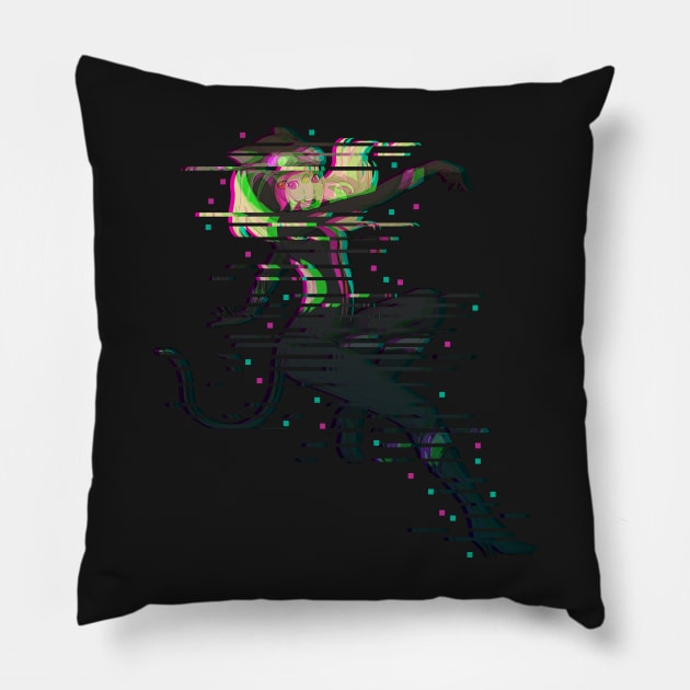 Glitched Kat (Gravity Rush) Pillow by hidexmian