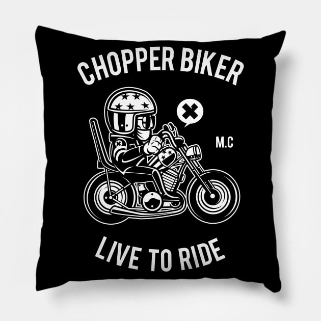 Chopper Biker Live To Ride Pillow by Z1