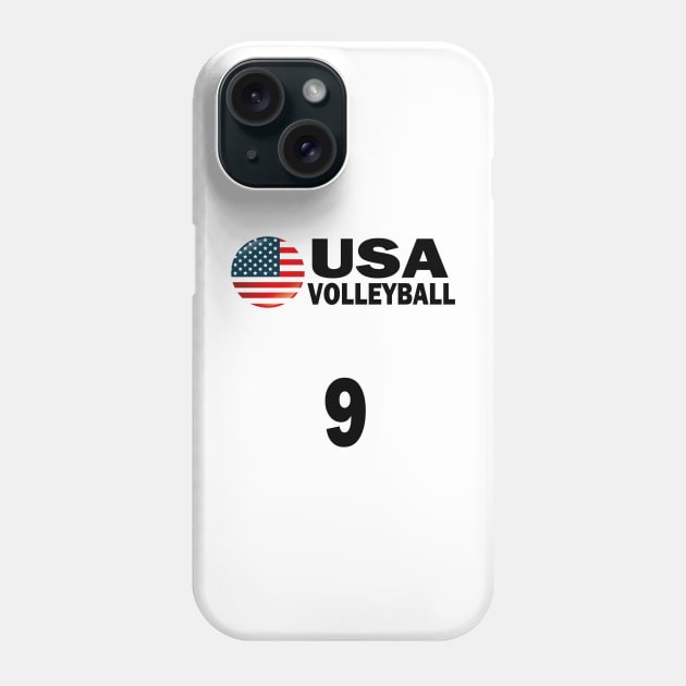 USA Volleyball #9 T-shirt Design Phone Case by werdanepo