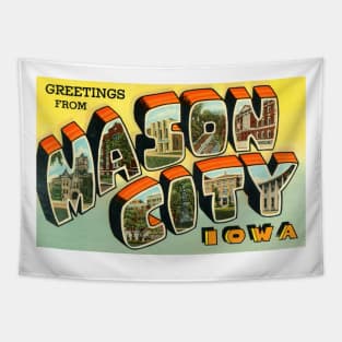 Greetings from Mason City, Iowa - Vintage Large Letter Postcard Tapestry