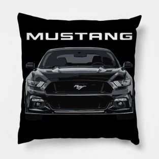 Mustang GT 5.0L V8 Performance Car Shadow Black Pillow