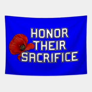 Honor Their Sacrifice Memorial with Red Poppy Flower Pocket Version (MD23Mrl006b) Tapestry