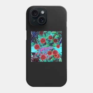 Tui in Pohutukawa Pattern Phone Case