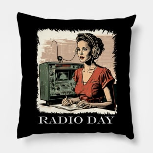 happy radio day Pillow