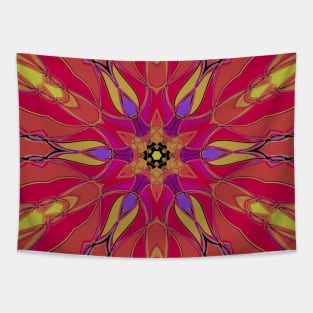 Cartoon Mandala Flower Pink Yellow and Purple Tapestry