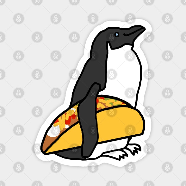 Animals with Food Cute Penguin with Taco Magnet by ellenhenryart