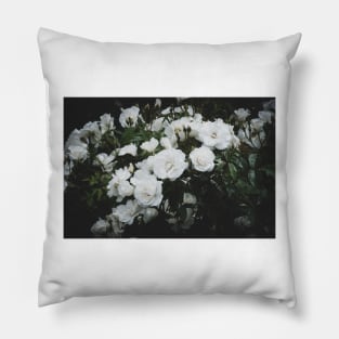 White Roses at Dusk Pillow