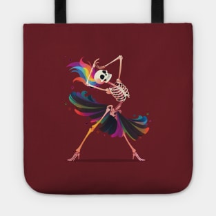 Dancing Skeleton Rainbow Ballerina Tote