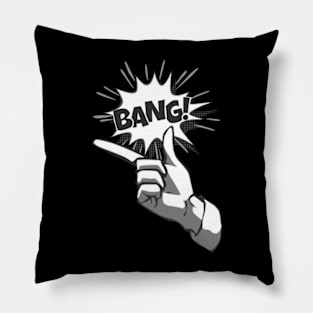 Inuyashiki Hiro Hand Bang Pose in Black and White Pop Art Style : Sci Fi Anime Who the MC is Old Man and Boy Who Got Power from Alien Pillow