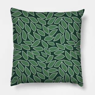 Green Leaves From Green and Dusty Blue Abstract Collection Pillow