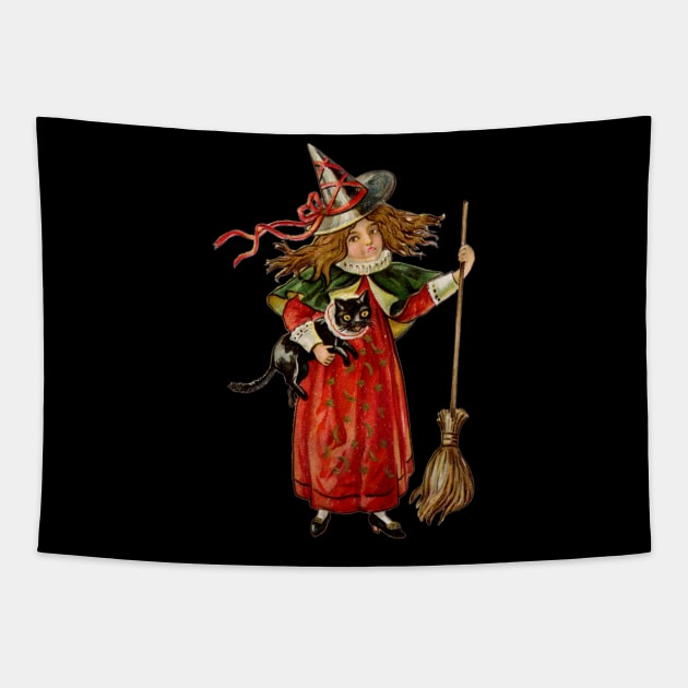 Halloween Witch and Cat Tapestry by born30