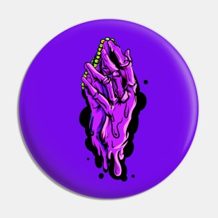 Dope purple praying skulls hands drawing Pin