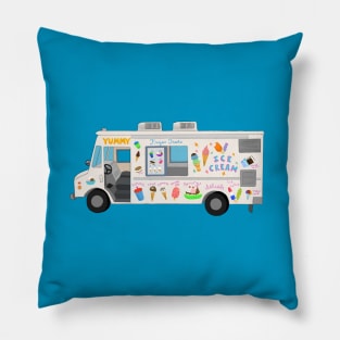 Ice Cream Truck Digital Art Illustration Pillow