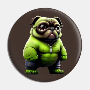 Green Pug Mutant - Angry Superhero Pug T-Shirt Design Pin