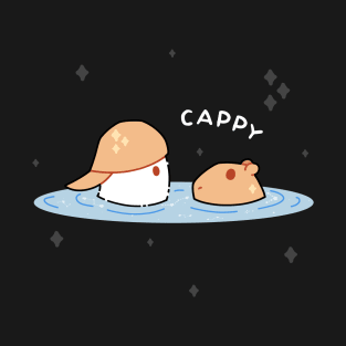 A Ghost and a Capybara meet at a Pond T-Shirt