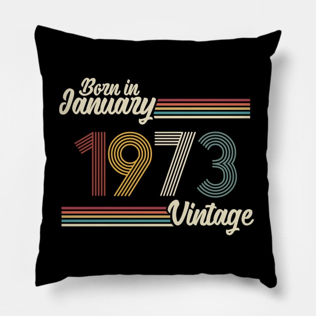 Vintage Born in January 1973 Pillow by Jokowow