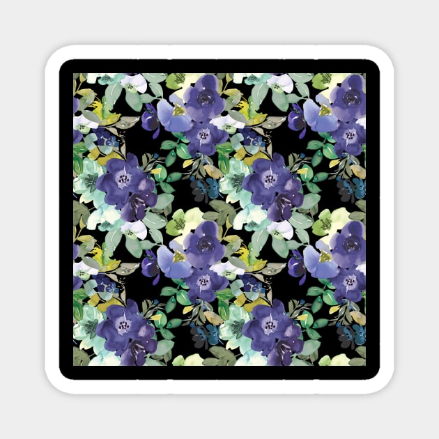 purple watercolor flowers art design Magnet by huyammina