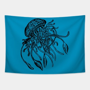 Jellyfish Illustration, Drifting in the Sea Tapestry