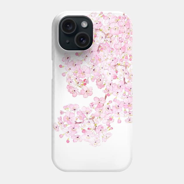 cherry blossom ink and watercolor 1 Phone Case by colorandcolor