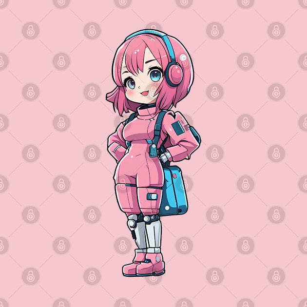 Cute bubblegum robot girl by InkPulse