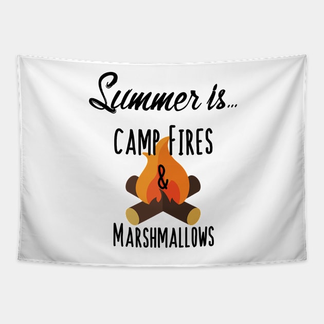 Summer Is Camp Fires & Marshmallows - S’mores Tapestry by PozureTees108