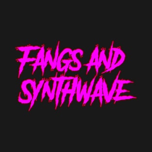 Fangs and Synthwave Big Pink Logo T-Shirt