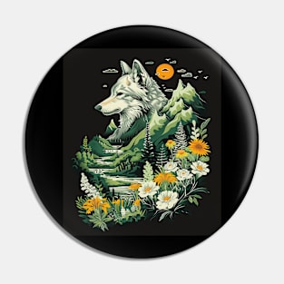 Majestic Wilderness: Lone Wolf and Mountain Landscape for her for him Pin