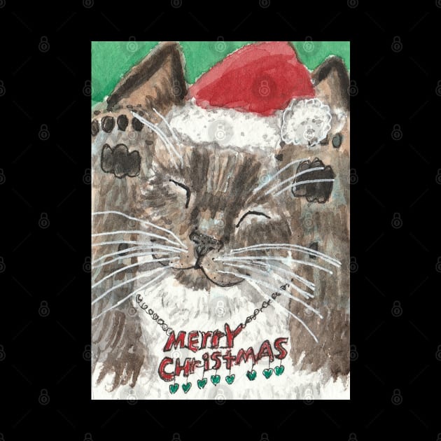 Siamese kitten cat Merry Christmas by SamsArtworks