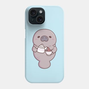 Cute Manatee Pouring Tea Into Teacup Phone Case