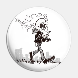 Flame skull guy Pin