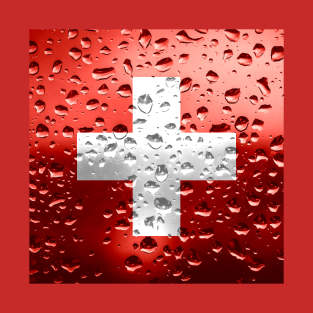 Flag of Switzerland - Raindrops T-Shirt