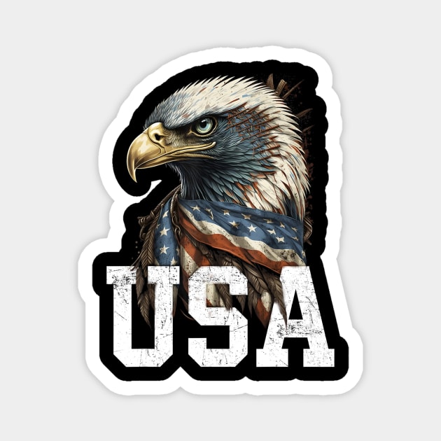 Patriotic Bald Eagle 4th Of July Men USA American Flag Magnet by urlowfur