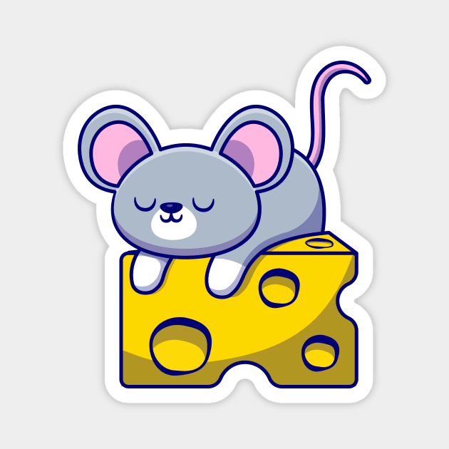 Cute Mouse Sleeping On The Cheese Magnet by Catalyst Labs