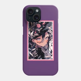 Aesthetic Anime Girl Pink Black | Quality Aesthetic Anime Design | Premium Chibi Manga Anime Art Phone Case