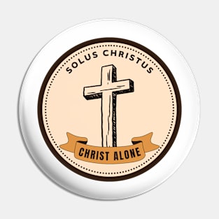 Solus Christus Christ Alone brown circle design cross Pin