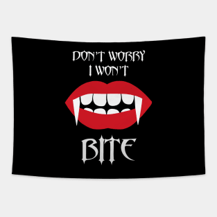 Happy Halloween Trick Or Treat Vampire Fangs I Wont Bite Tapestry