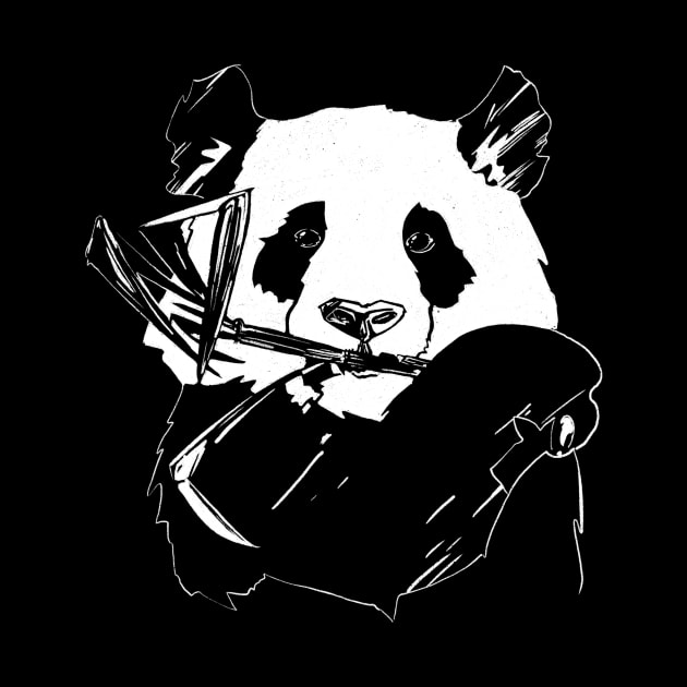 Panda with Bamboo Leaves T-Shirt by meridiem