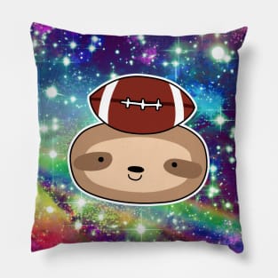 Football Sloth Face Rainbow Space Pillow