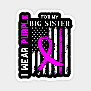 I Wear Purple For My Big Sister Lupus Awareness USA Flag Magnet