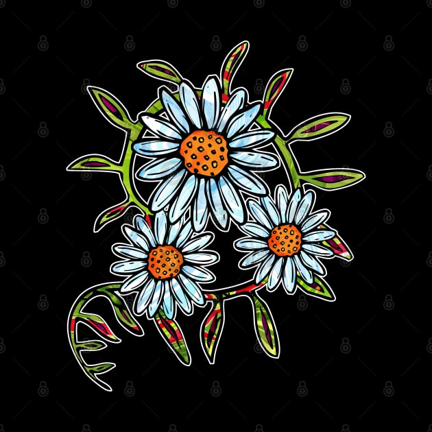 Bright daisy flowers with swirly leaves by NadiaChevrel