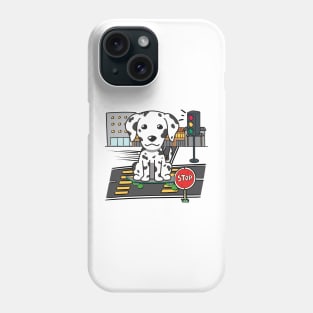 Funny dalmatian is on a skateboard Phone Case