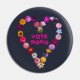 Vote Mama Floral Heart Pin