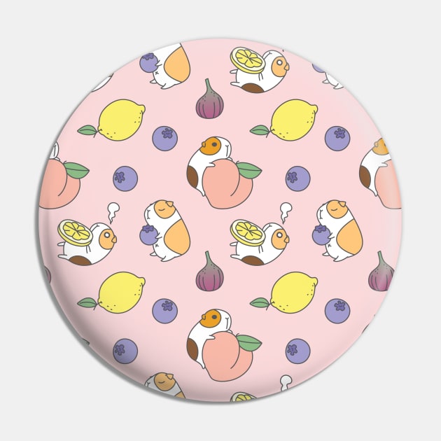 Guinea Pigs and Fruits Pattern in Pink Background Pin by Noristudio