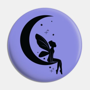 Magical Fairy Sitting on a Waning Crescent Moon Pin